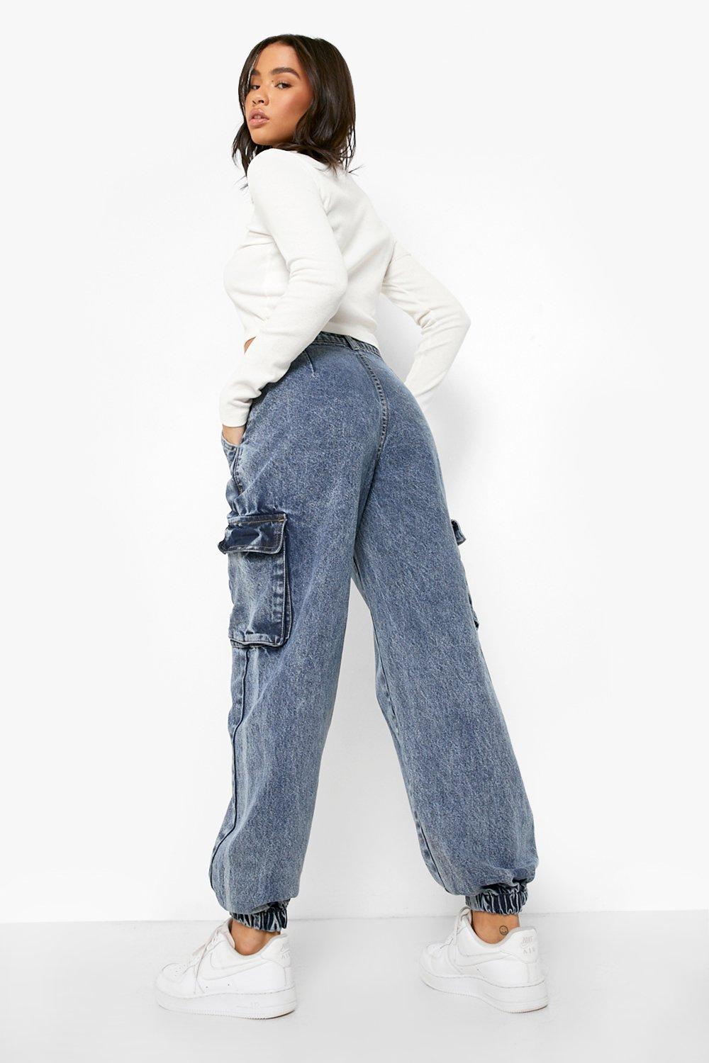 Acid Wash Pocket Elasticated Cuff Joggers boohoo